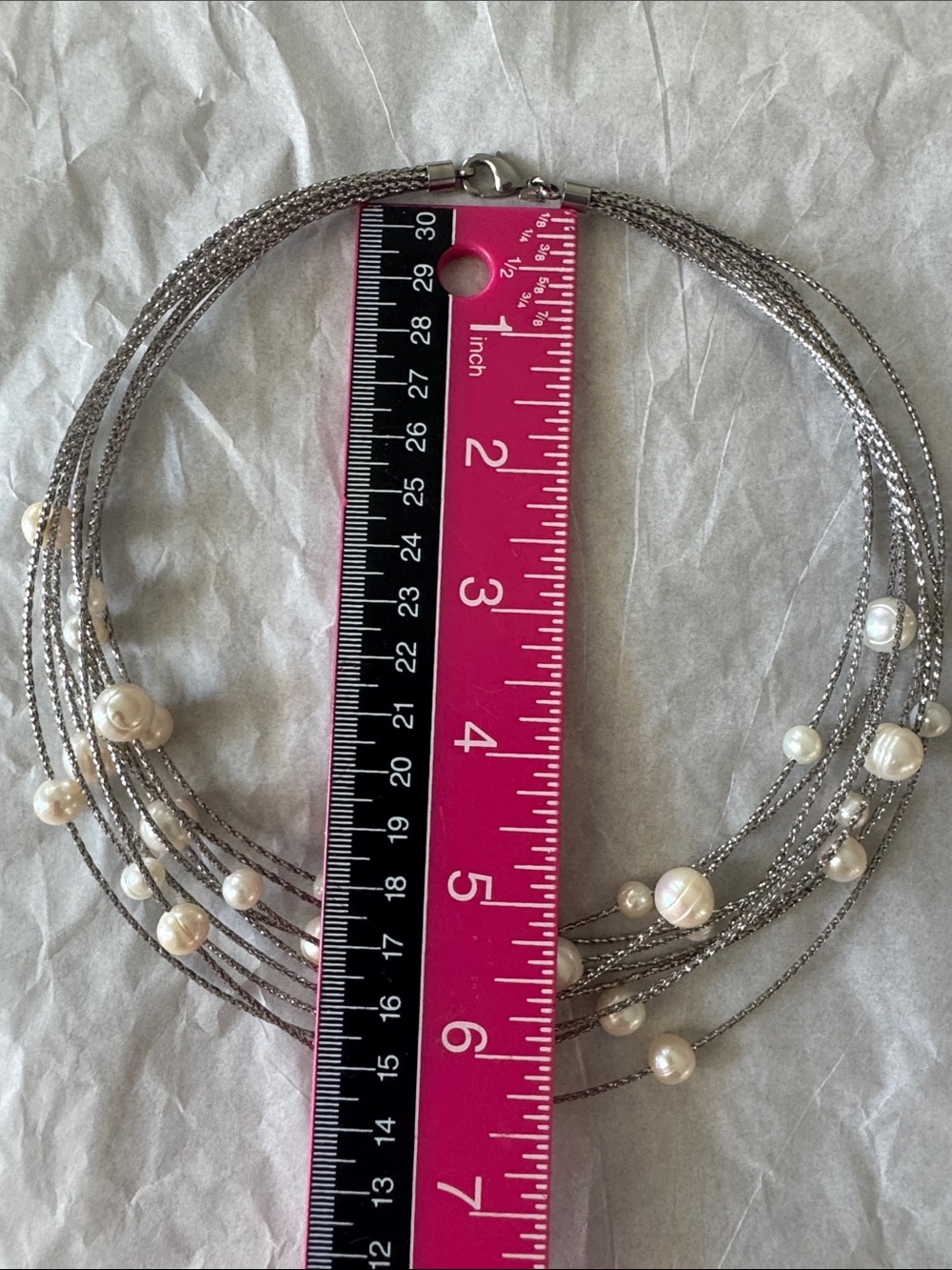 Honora Pearl Floating Multi-Strand Stainless Steel Cable Necklace - Picture 8 of 8